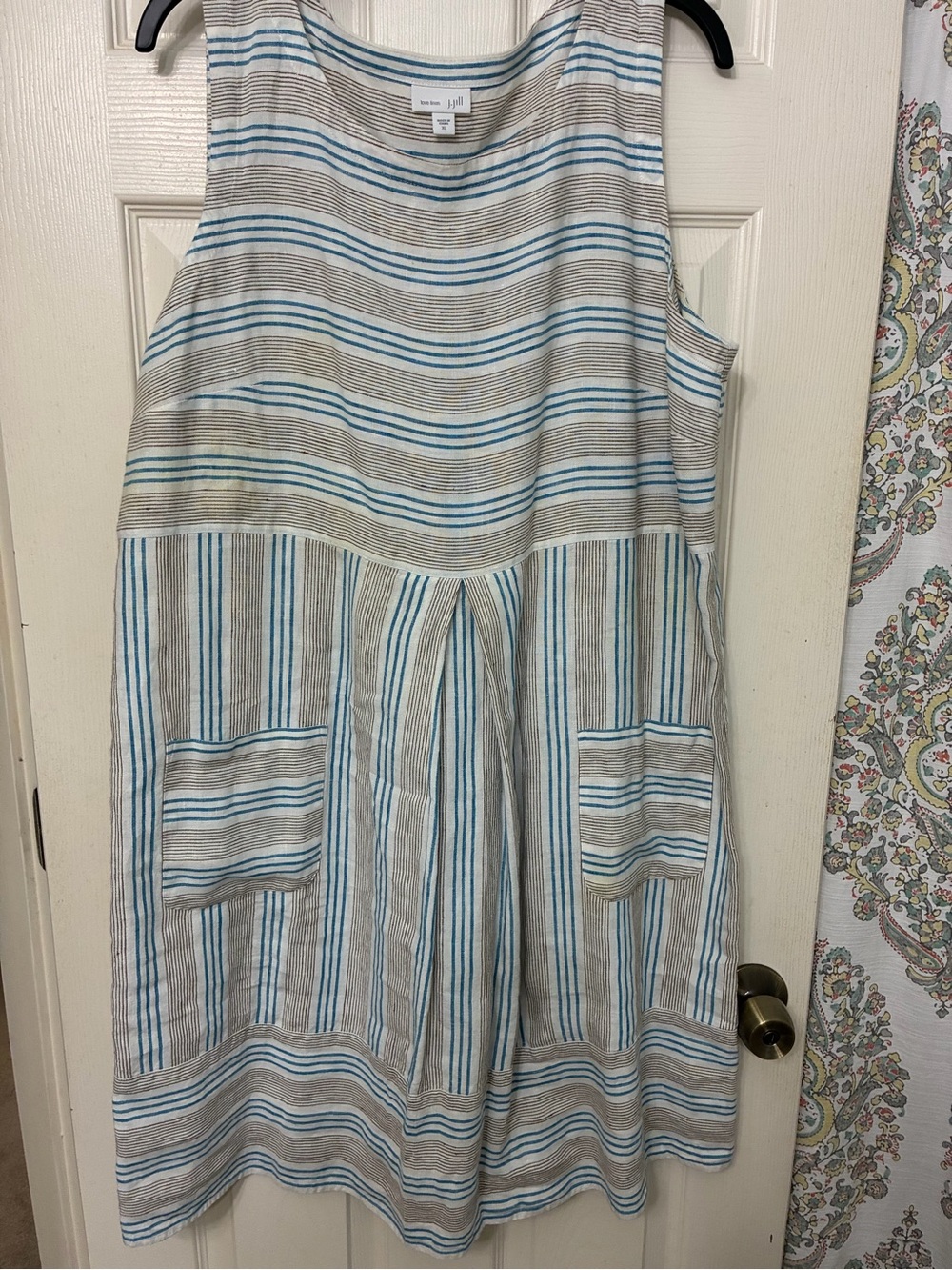 J. Jill Love Linen 100% Linen Sleeveless Striped Dress Size XL
